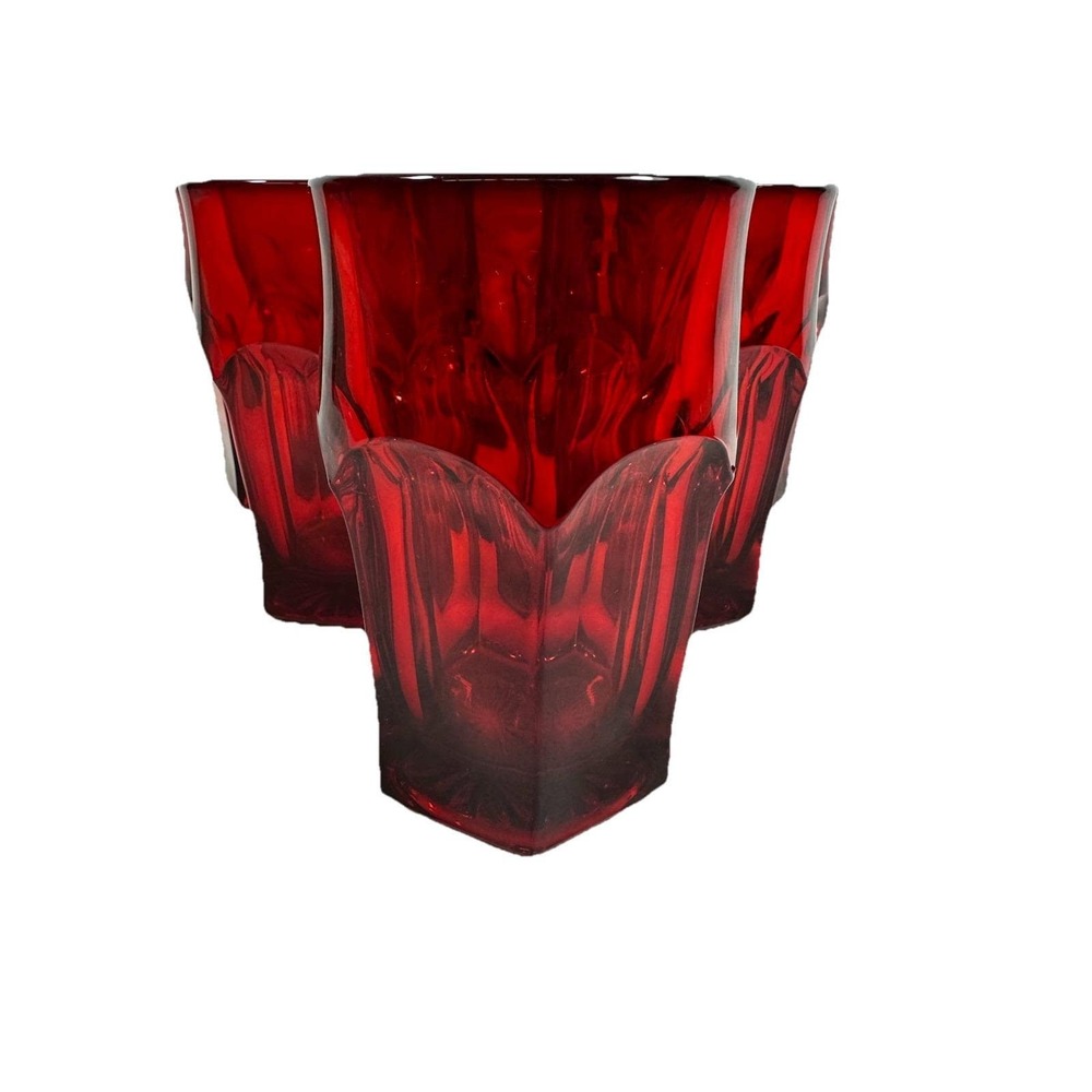 Imperial Glass Old Williamsburg Ruby Glass Flat Tumblers 10 oz Set Of 6 ~5"